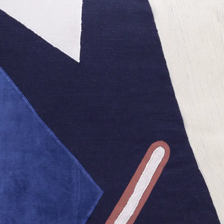 20" X 20" Cobalt Blue And Navy 100% Cotton Abstract Zippered Pillow