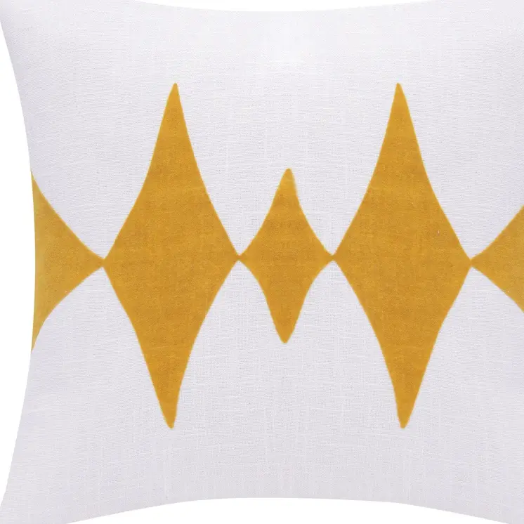 20" Yellow And White Cotton Diamond Throw Pillow