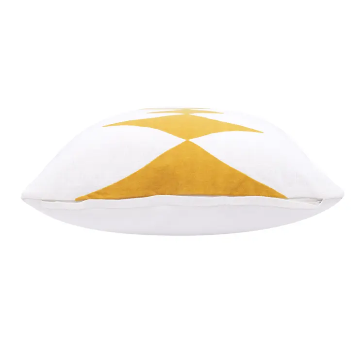 20" Yellow And White Cotton Diamond Throw Pillow