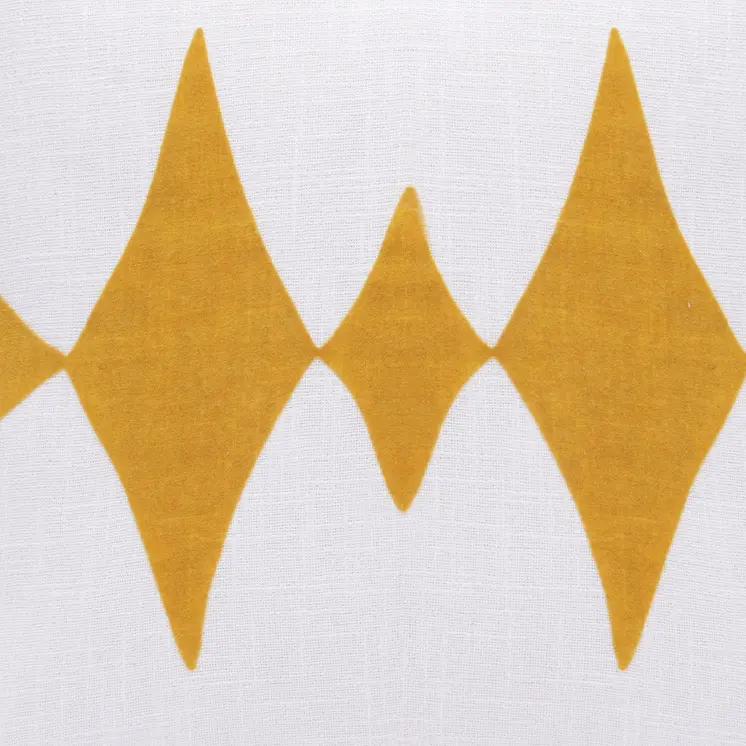 20" Yellow And White Cotton Diamond Throw Pillow