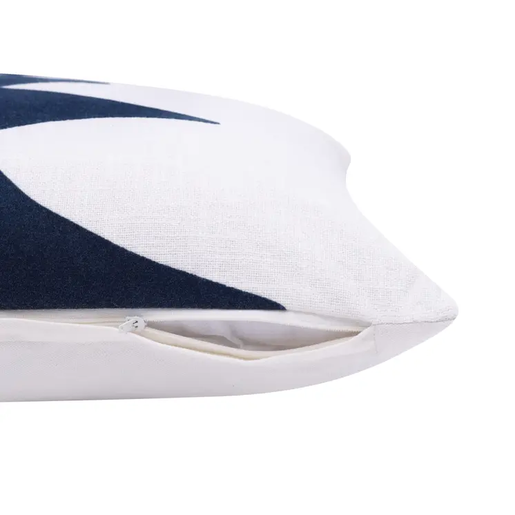 20" X 20" Blue And White 100% Cotton Diamond Zippered Pillow