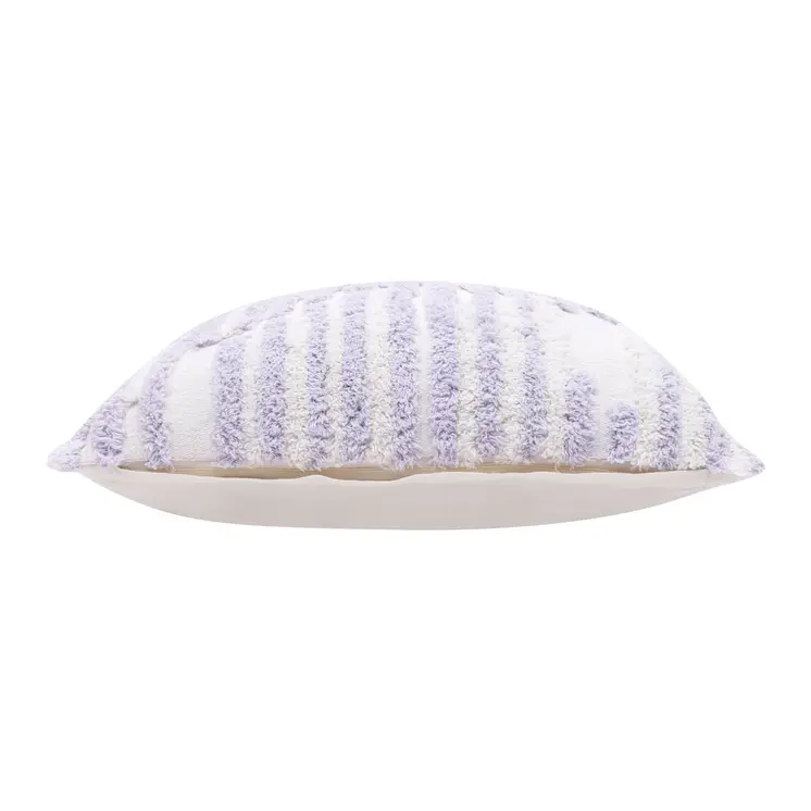 22" Purple and White Geometric Cotton Throw Pillow With Texture