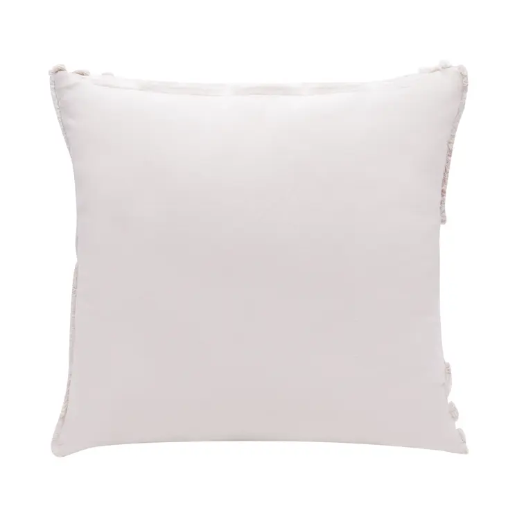 22" Beige and White Geometric Cotton Throw Pillow With Texture