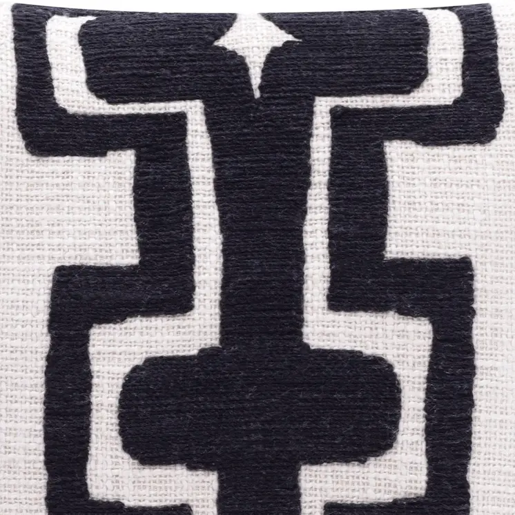 20" Black And Ivory Cotton Geometric Throw Pillow