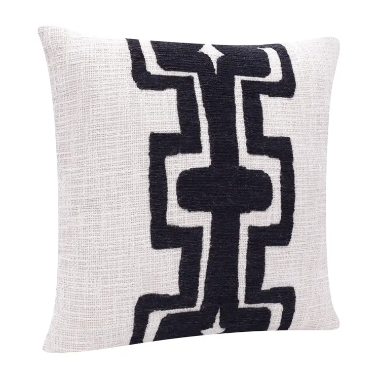 24" Black and Ivory Throw Pillow