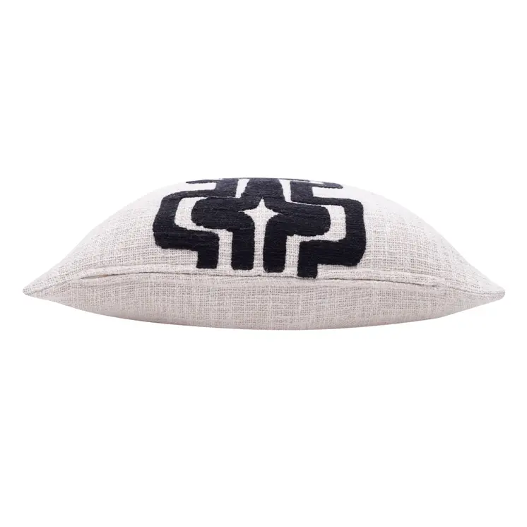 24" Black and Ivory Throw Pillow