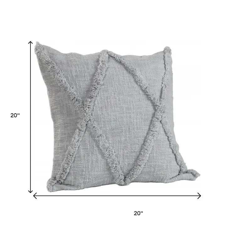 20" Gray Cotton Throw Pillow