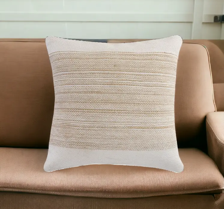 20" Natural and Ivory Throw Pillow
