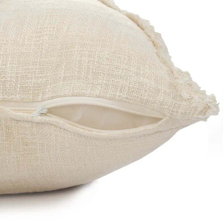 26" X 26" Ivory 100% Cotton Zippered Pillow