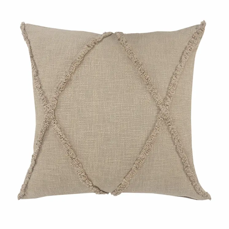 20" Taupe Cotton Throw Pillow