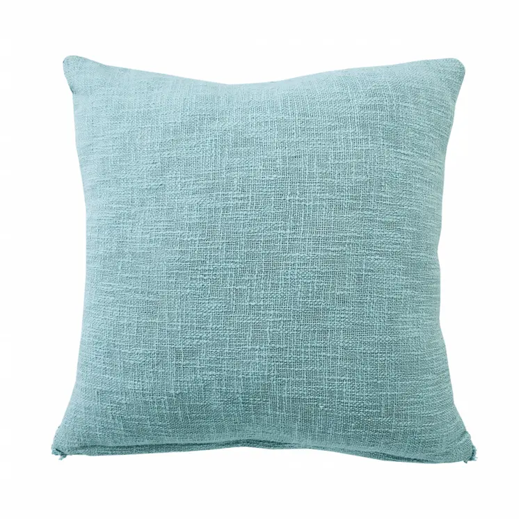 20" X 20" Aqua Sky Blue 100% Cotton Geometric Zippered Pillow