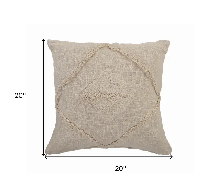 20" X 20" Birch 100% Cotton Geometric Zippered Pillow