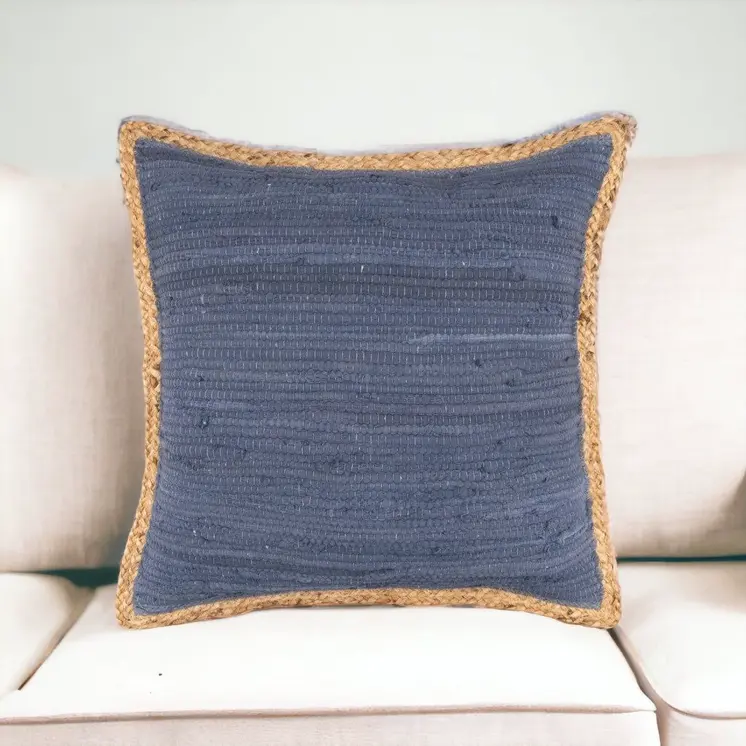 20" Blue and Beige Throw Pillow