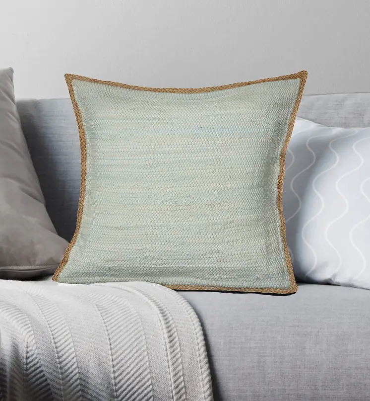 20" Beige and Green Throw Pillow