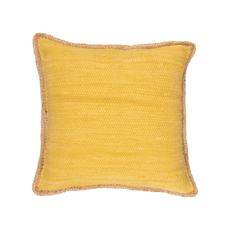 20" Yellow and Beige Throw Pillow