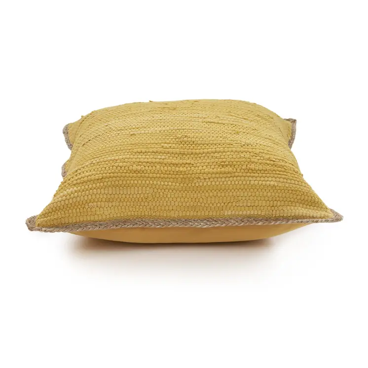 20" Yellow and Beige Throw Pillow