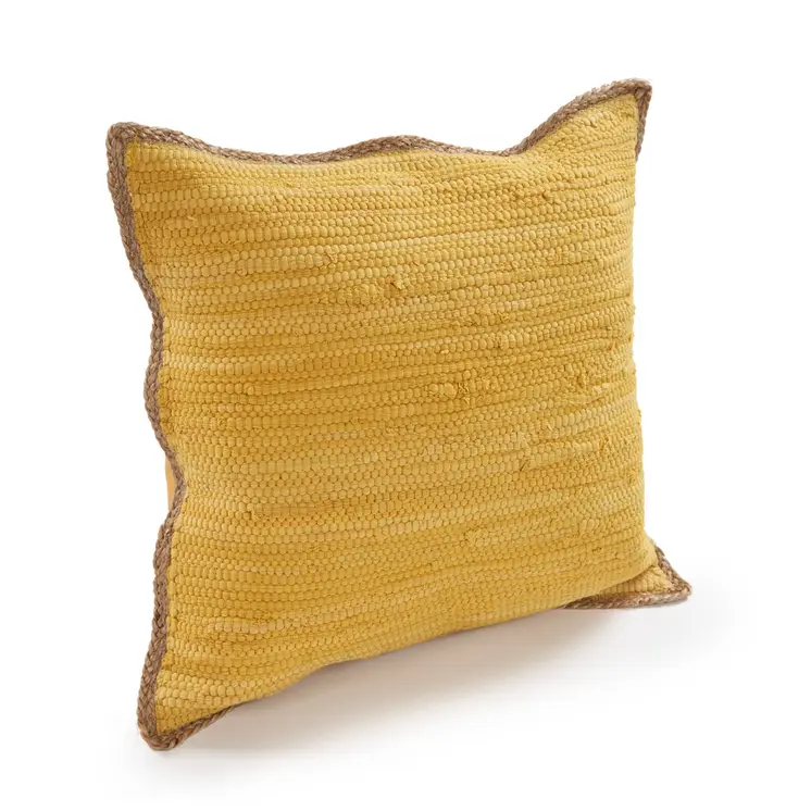 20" Yellow and Beige Throw Pillow