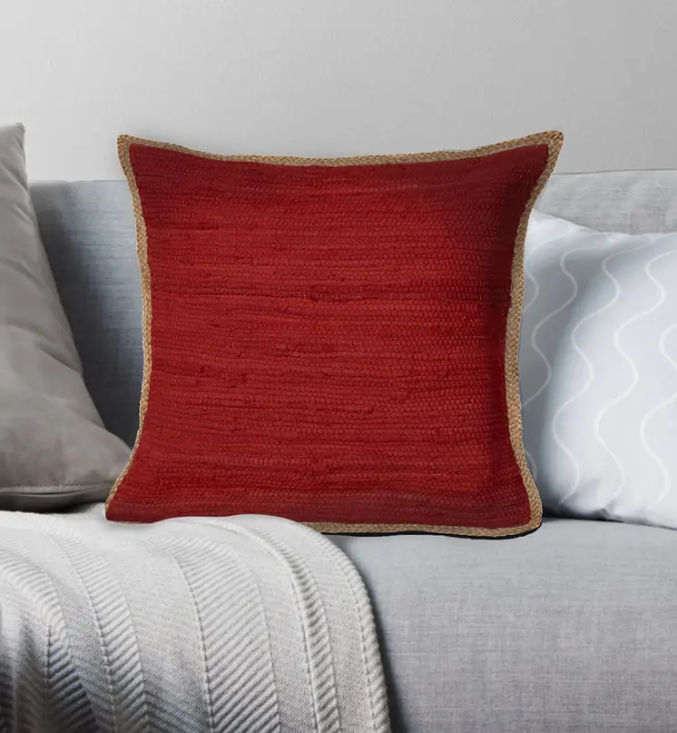 20" Red Cotton Throw Pillow