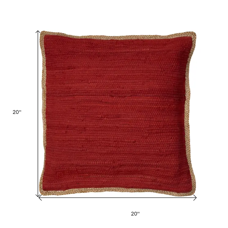 20" Red Cotton Throw Pillow