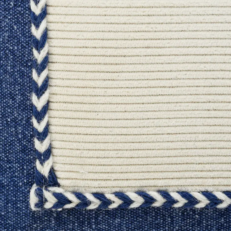 20" X 20" Navy And Cream 100% Cotton Zippered Pillow
