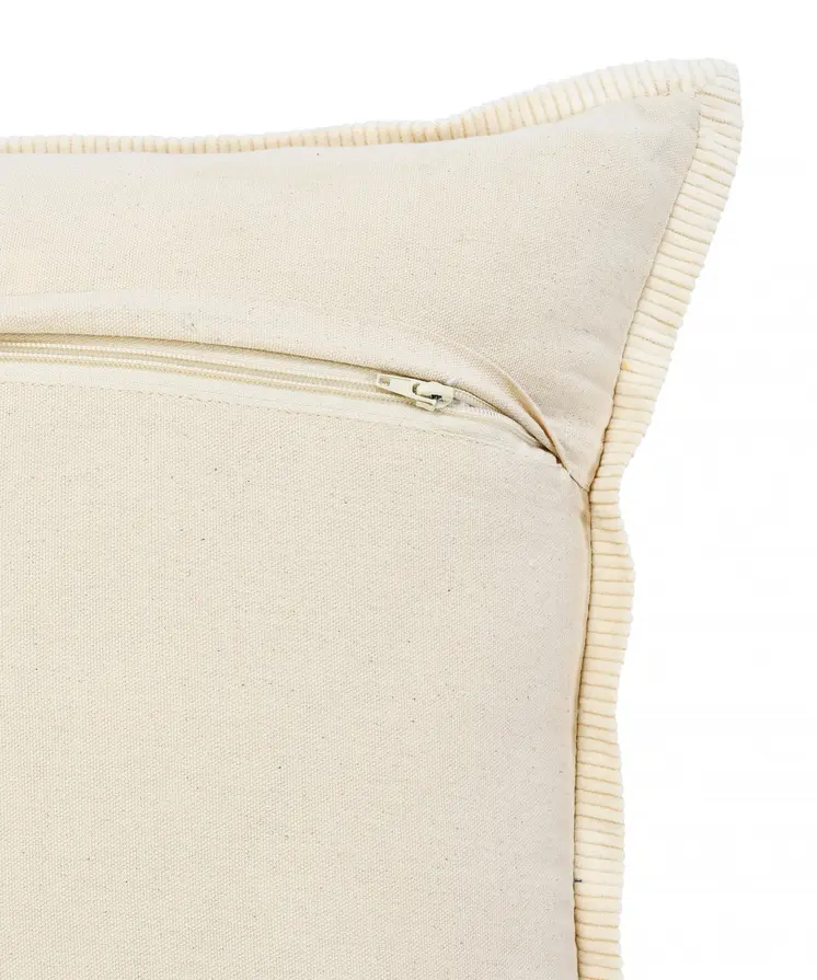 20" Gray Ivory And White Cotton Geometric Throw Pillow