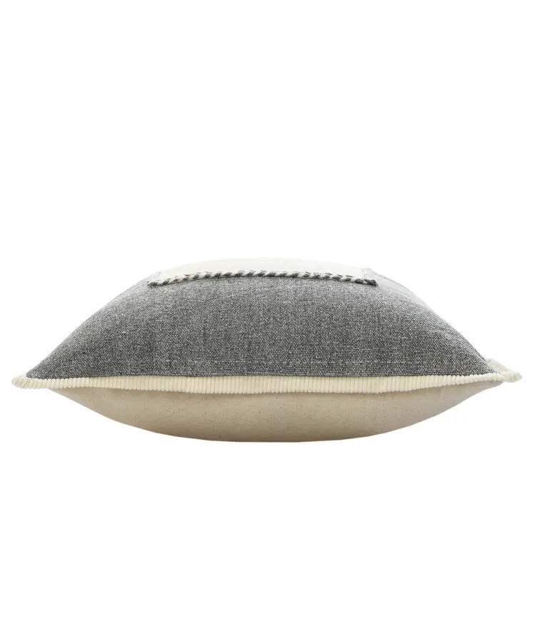 20" Gray Ivory And White Cotton Geometric Throw Pillow