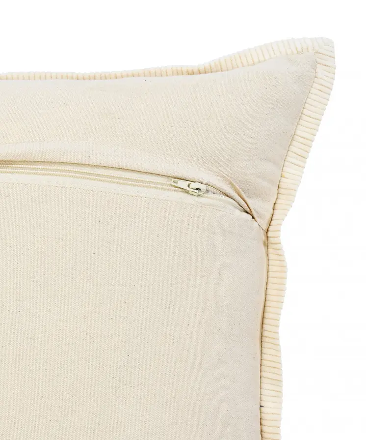 20" X 20" Pastel Green And Cream 100% Cotton Zippered Pillow