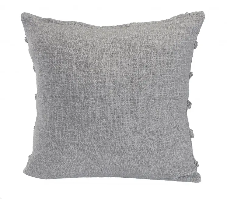 20" X 20" Gray 100% Cotton Zippered Pillow