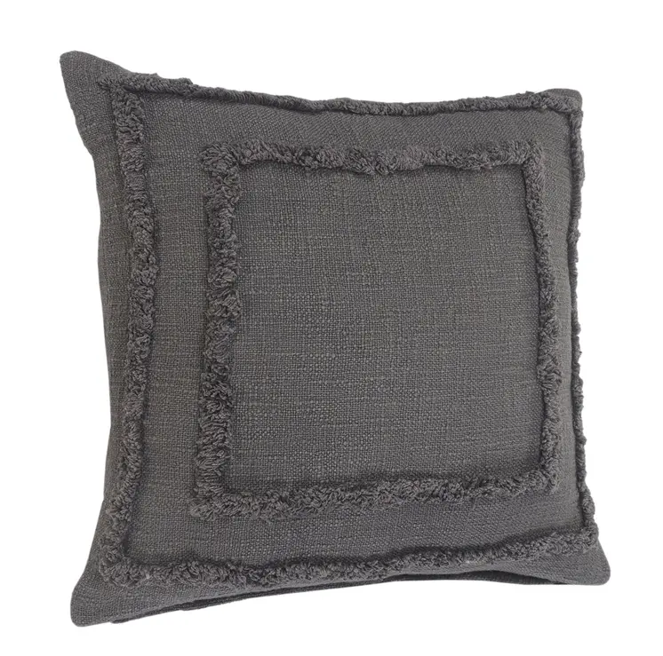 20" Gray Cotton Throw Pillow