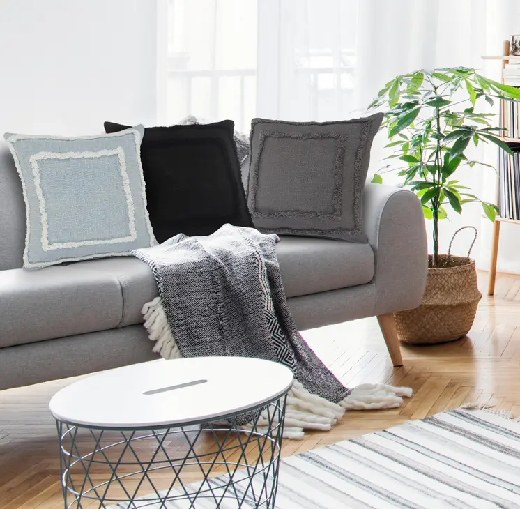 20" Gray Cotton Throw Pillow