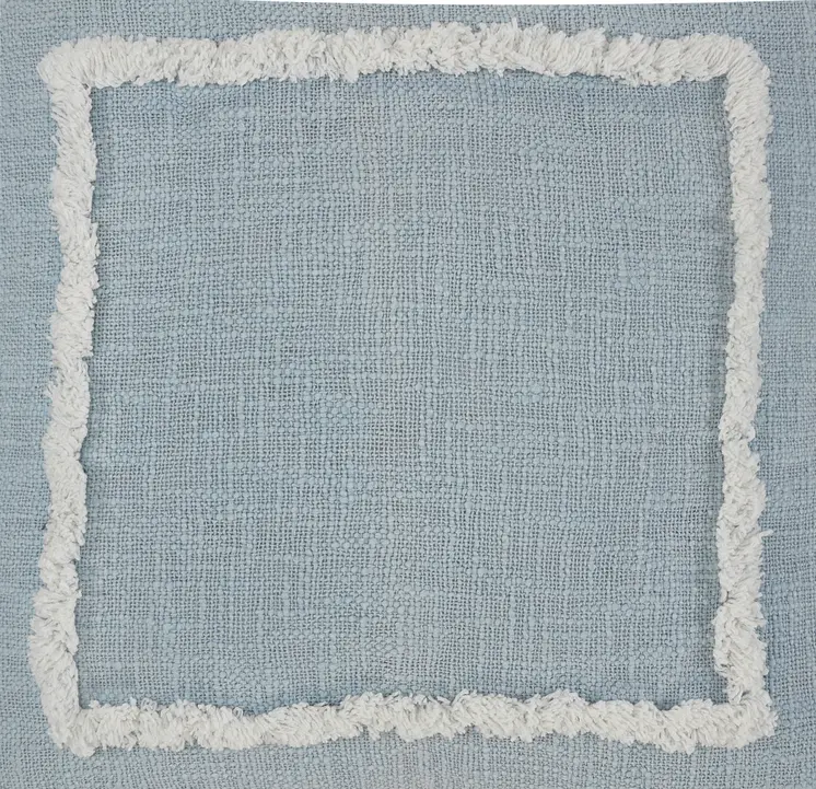20" X 20" Sky Blue And White 100% Cotton Geometric Zippered Pillow