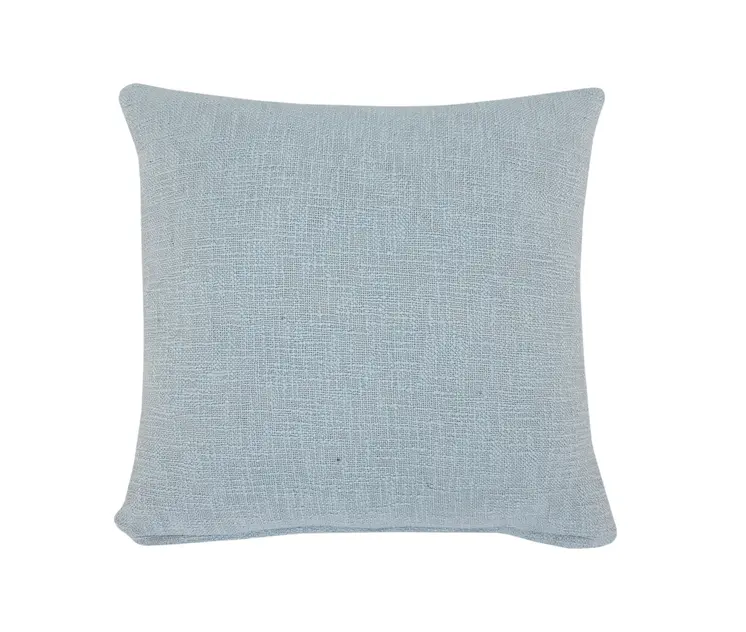 20" X 20" Sky Blue And White 100% Cotton Geometric Zippered Pillow