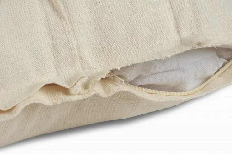 20" X 20" Beige 100% Cotton Zippered Pillow