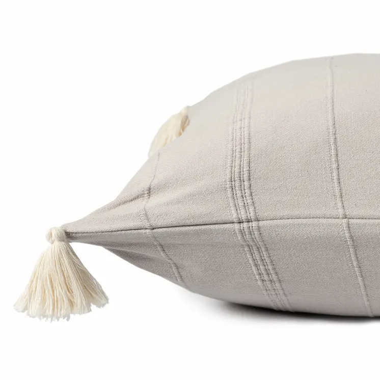18" X 18" Beige 100% Cotton Zippered Pillow