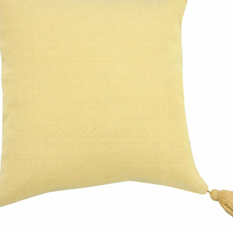 20" X 20" Light Yellow 100% Cotton Zippered Pillow