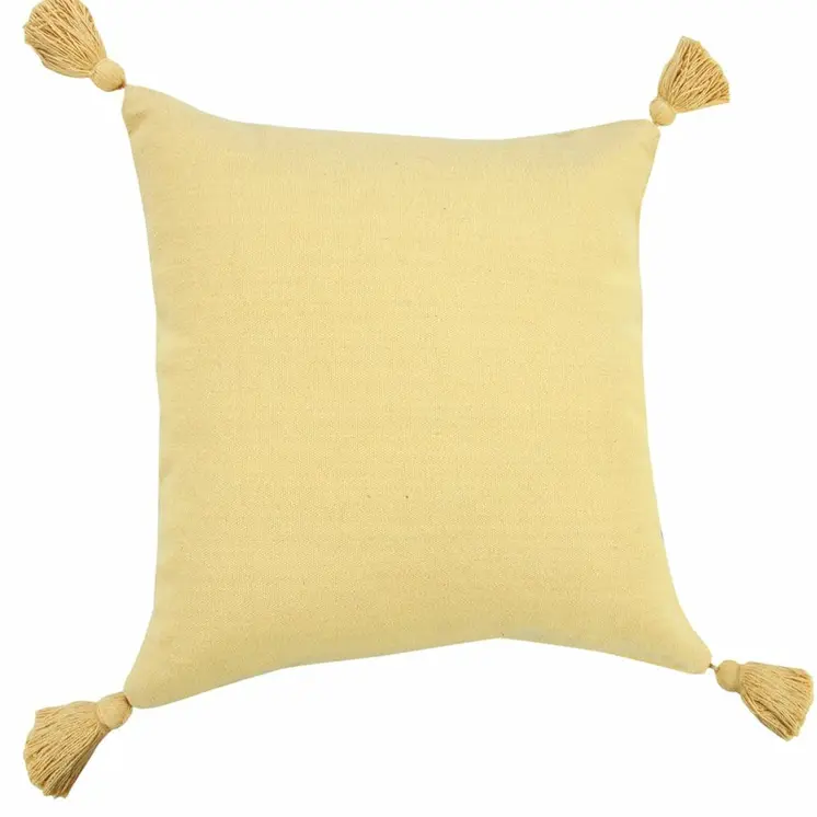20" X 20" Light Yellow 100% Cotton Zippered Pillow