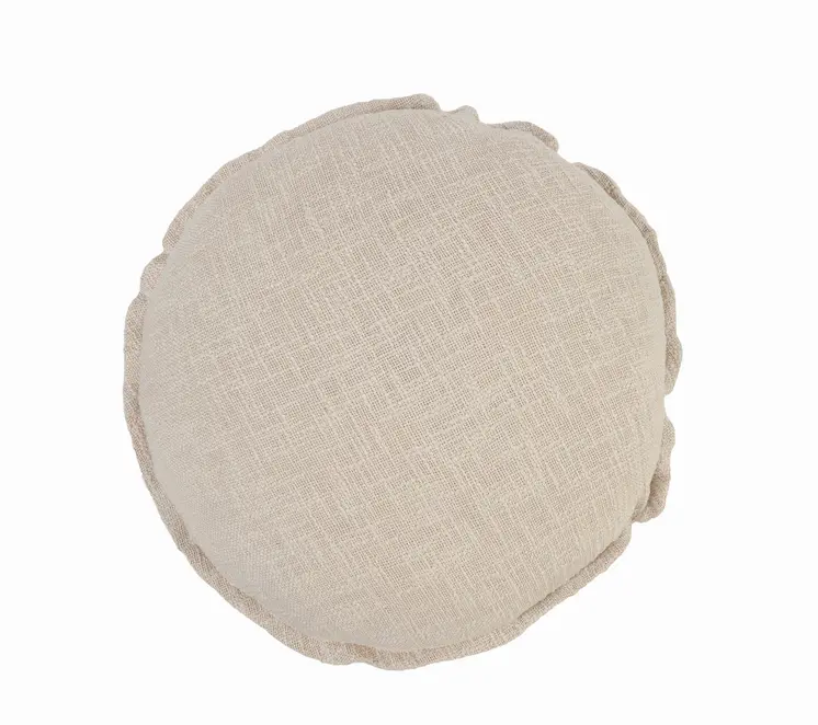 20" X 20" Beige Round Cotton Throw Pillow