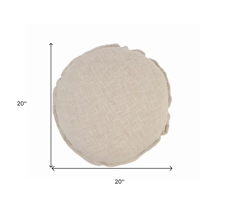 20" X 20" Beige Round Cotton Throw Pillow