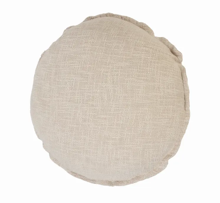 20" X 20" Beige Round Cotton Throw Pillow