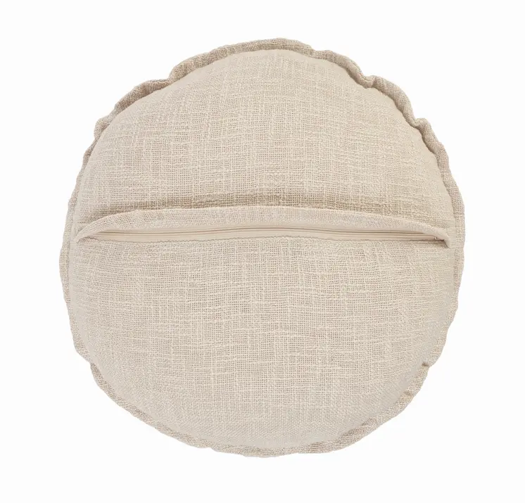 20" X 20" Beige Round Cotton Throw Pillow
