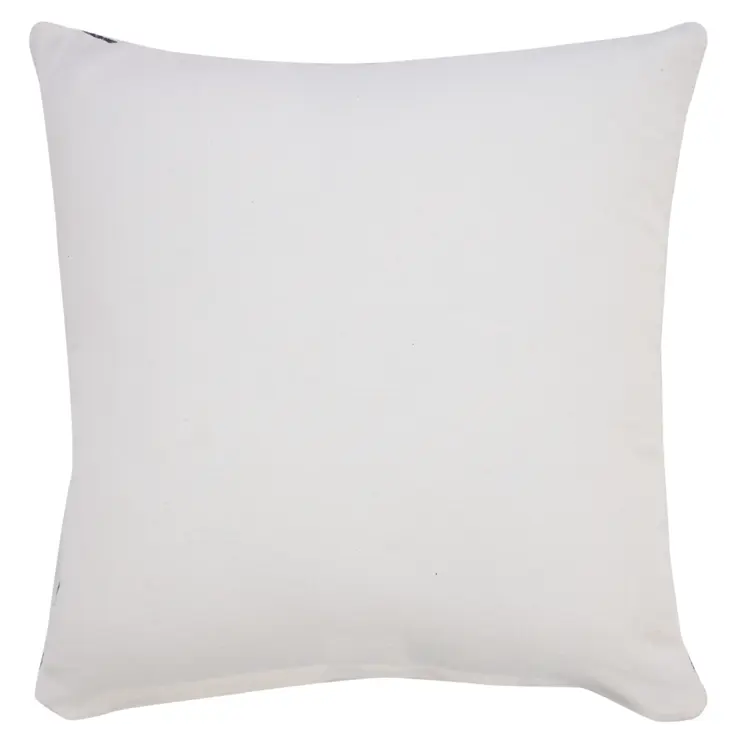 20" X 20" Navy And White 100% Cotton Geometric Zippered Pillow