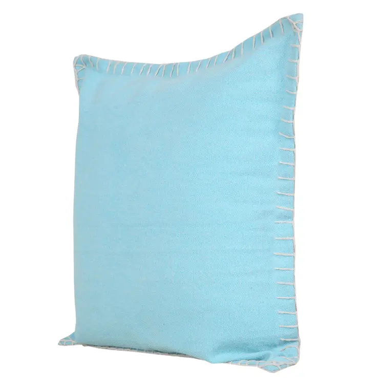 20" X 20" Bright Blue 100% Cotton Zippered Pillow