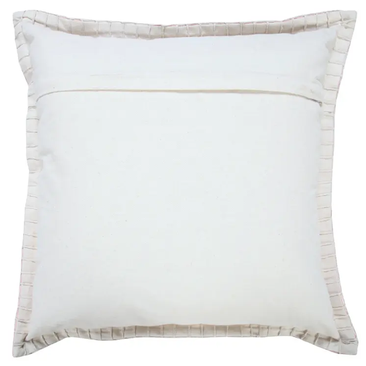 20" Light Pink Cotton Throw Pillow With Embroidered Edges