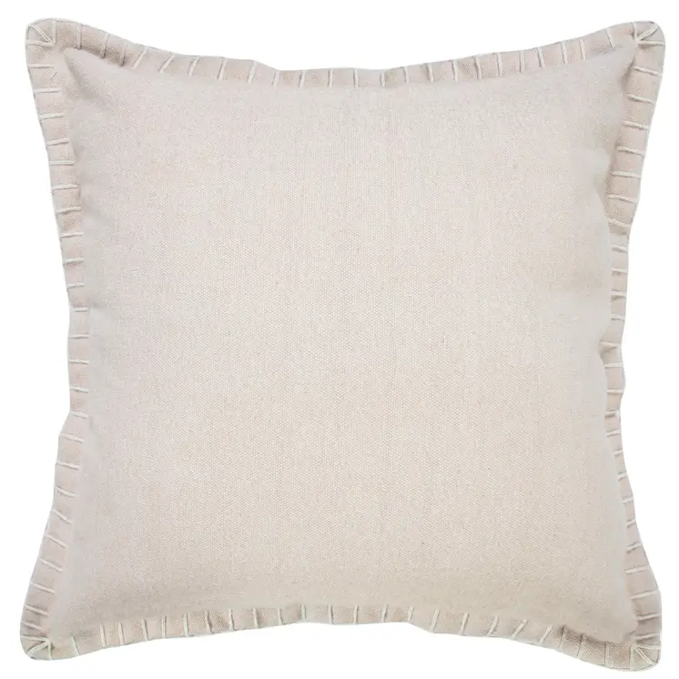 20" X 20" Beige 100% Cotton Zippered Pillow