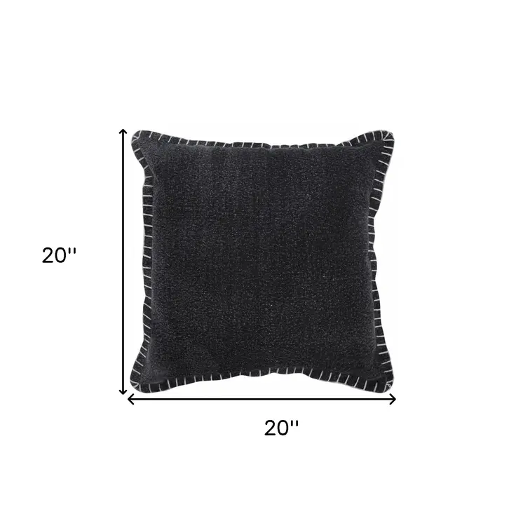 20" Black Cotton Throw Pillow