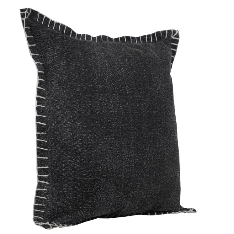 20" Black Cotton Throw Pillow