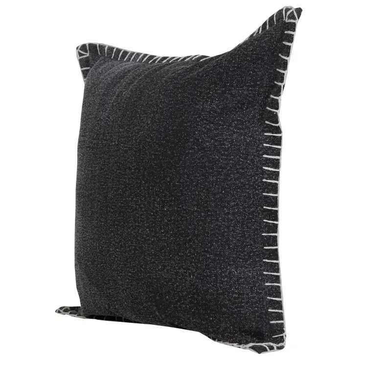 20" Black Cotton Throw Pillow