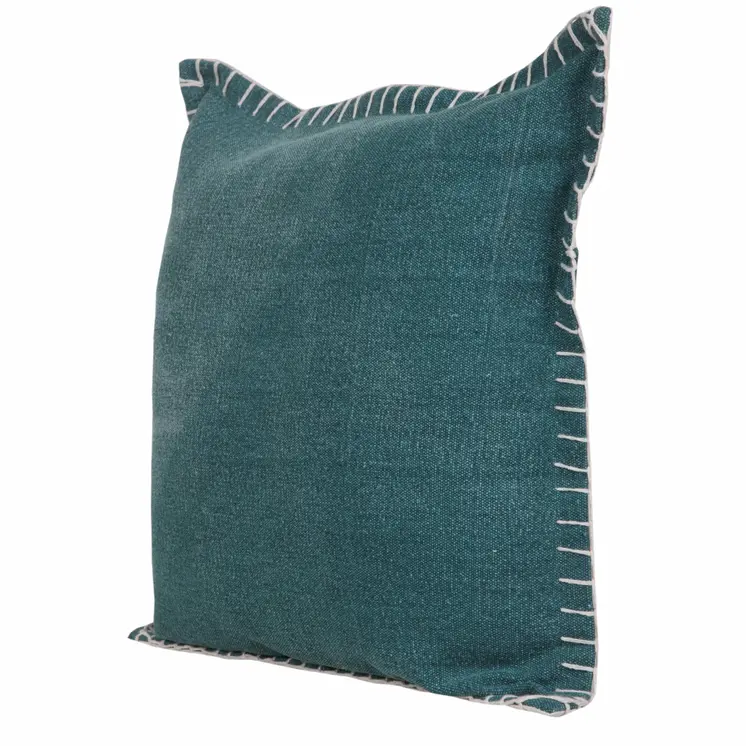 20" X 20" Emerald Green 100% Cotton Zippered Pillow