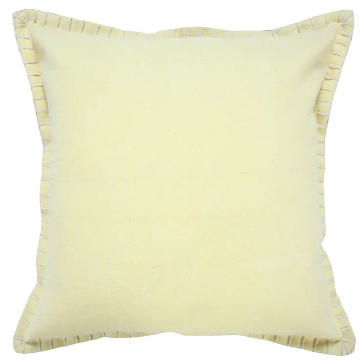 20" Light Yellow Cotton Throw Pillow