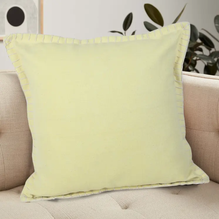 20" Light Yellow Cotton Throw Pillow